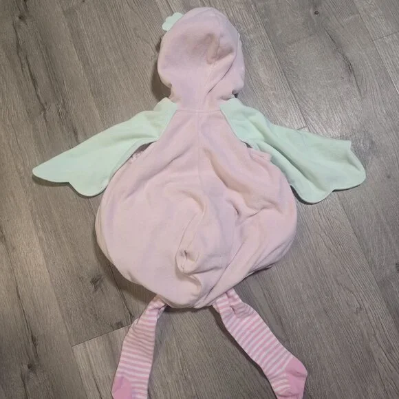 Carters Baby Owl Costume Romper Size 6-9 Months Pink Mint Striped Tights Hallowe - Picture 2 of 5